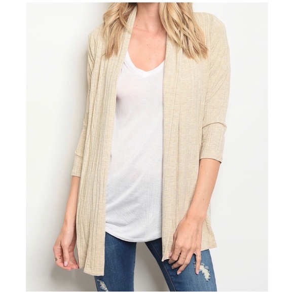 OATMEAL LACE CARDIGAN - Picture 3 of 6